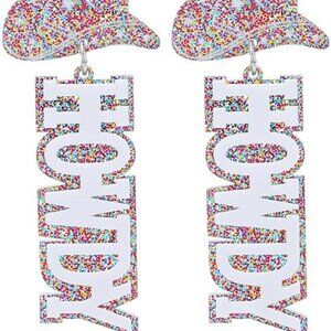 Western Cowboy Cowgirl HOWDY Letters Glitter Drop Dangle Earrings for Women Acry